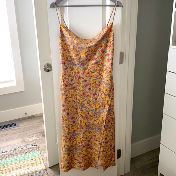 DYNAMITE COWL NECK SATIN SLIP DRESS - Picture 1 of 6